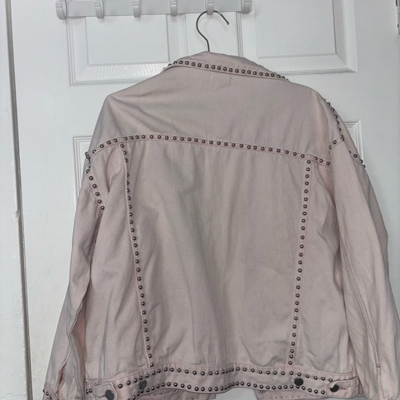 Light Pink Studded Denim Jacket - Picture 5 of 7